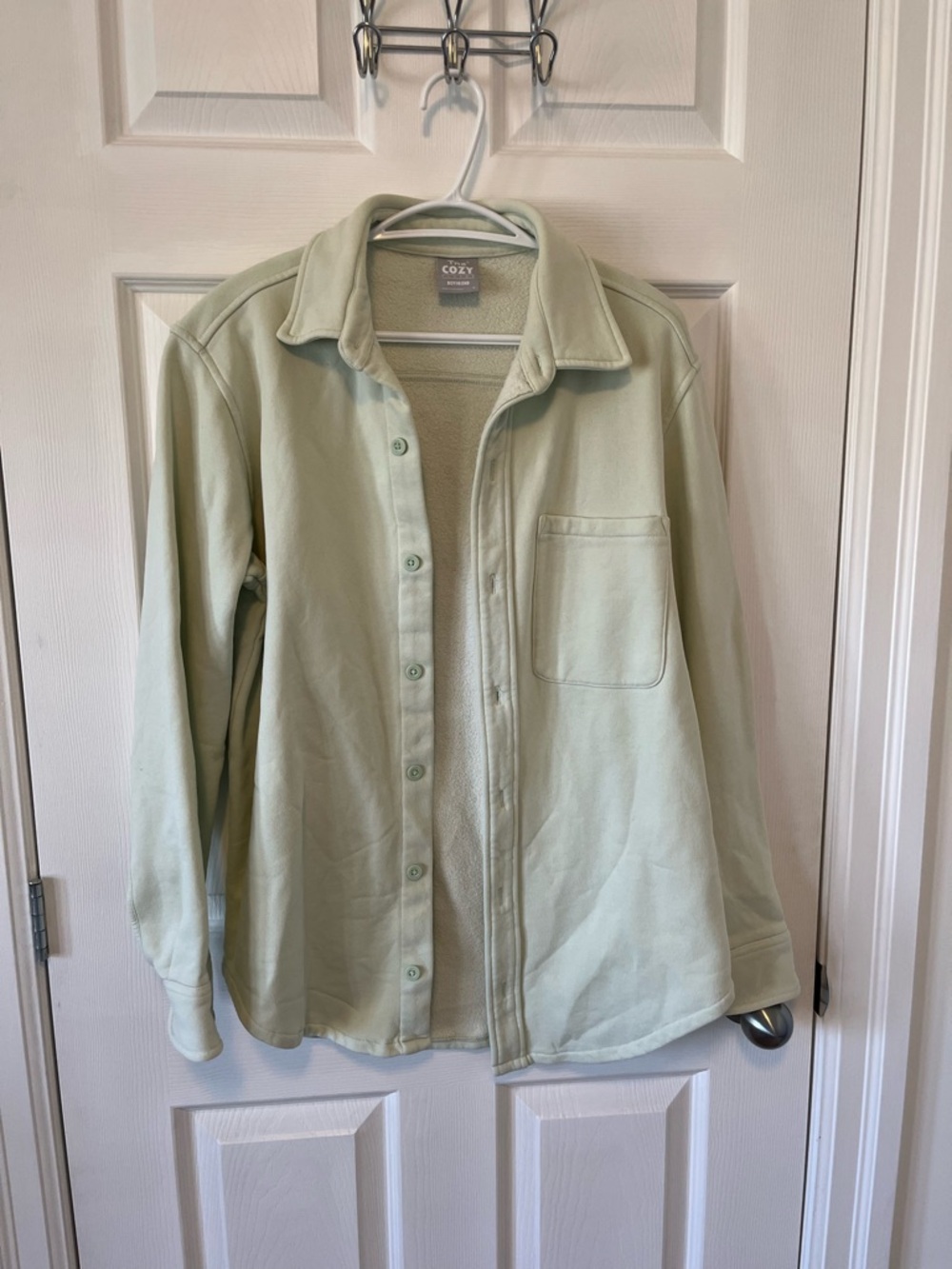 TNA Light Sage Button-Down Shirt Jacket